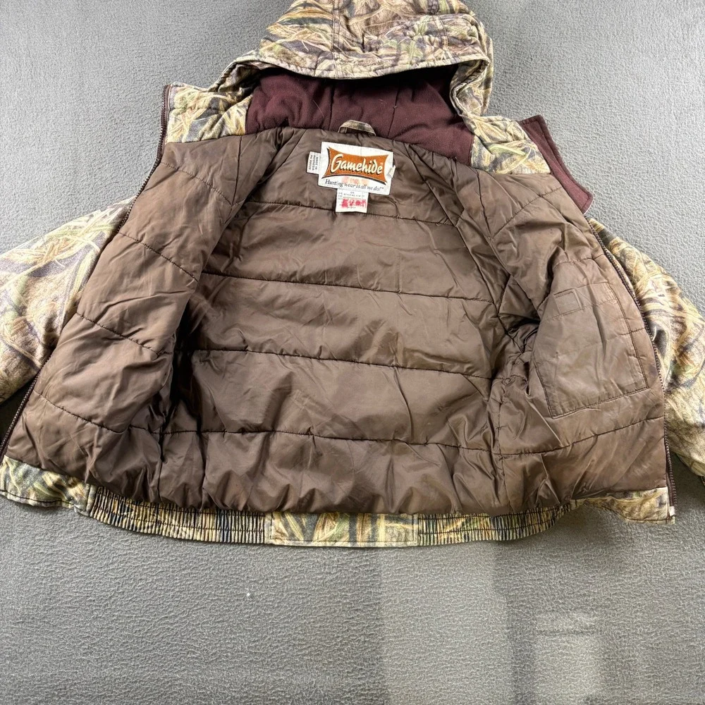 Vintage Gamehide Jacket Youth M Camo Mossy Oak Shadow Grass Insulated Warm Hood